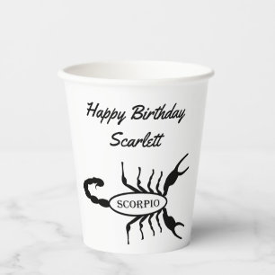 Scorpio Black Scorpion Sign Custom Geburtstag Pappbecher