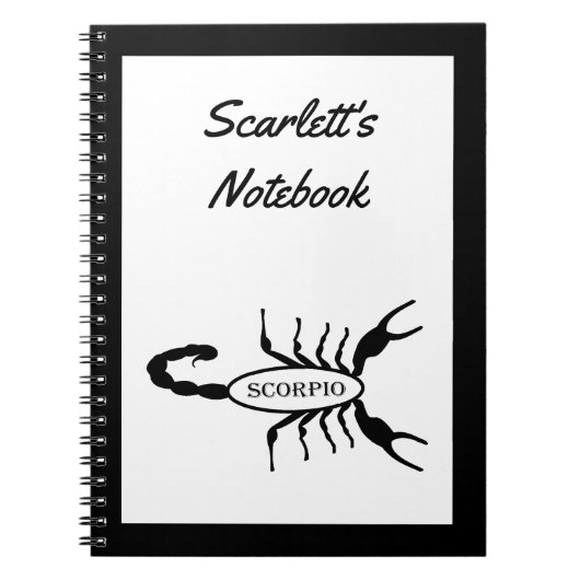 Scorpio Black Scorpion Star Sign Custom Notizblock (Vorderseite)