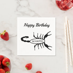 Scorpio Black Scorpion Star Sign Custom Serviette