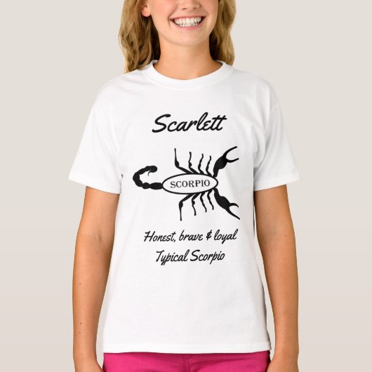Scorpio Black Scorpion Star Sign Custom T-Shirt (Vorderseite)