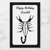 Scorpio Black Scorpion Star Sign Custom Weinetikett (Einzelnes Label)