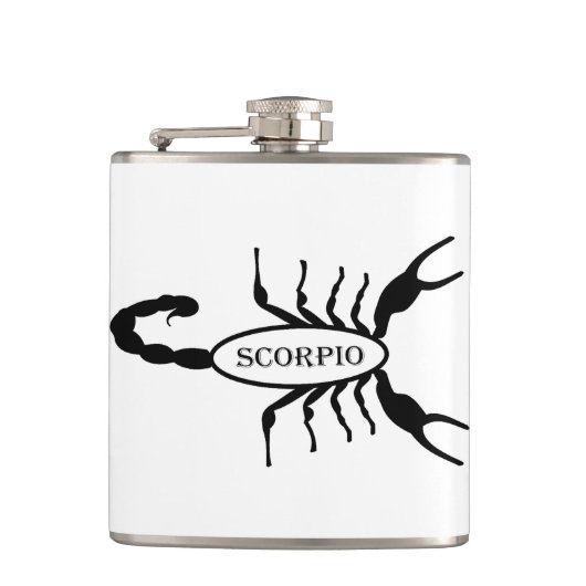 Scorpio Black Scorpion Star Sign Flachmann (Vorderseite)
