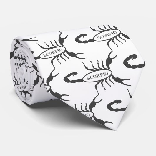 Scorpio Black Scorpion Star Sign Gemustert Krawatte (Gerollt)