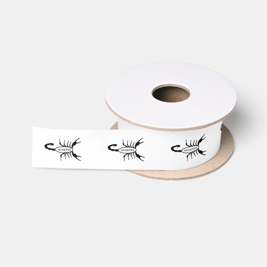 Scorpio Black Scorpion Star Sign Gemustert Satinband (Spule)