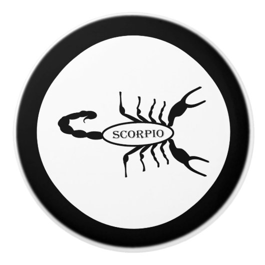 Scorpio Black Scorpion Star Sign Keramikknauf (Vorderseite)