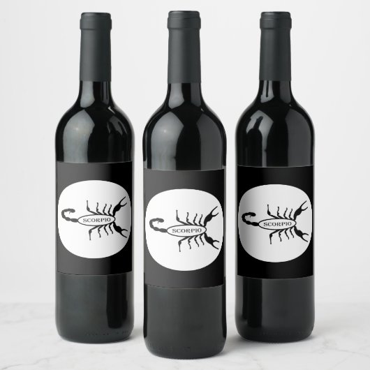Scorpio Black Scorpion Star Sign Weinetikett (Flaschen)