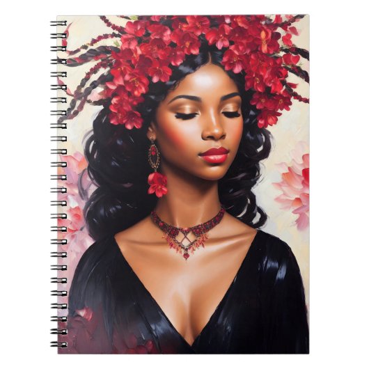 Scorpio Black Woman Red Black Zodiac Art Notizblock (Vorderseite)