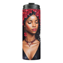 Scorpio Black Woman Red Black Zodiac Art Thermosbecher