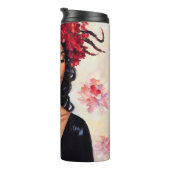 Scorpio Black Woman Red Black Zodiac Art Thermosbecher (Nach rechts gedreht)