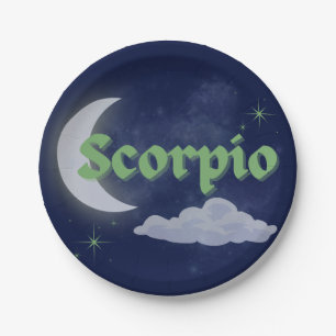 Scorpio Celestial Moon Cloud Stars Astrologie Kuns Pappteller