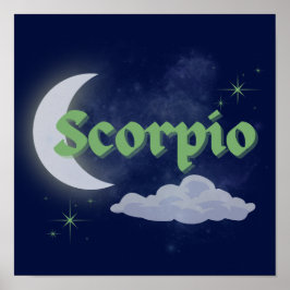 Scorpio Celestial Moon Cloud Stars Astrologie Kuns Poster
