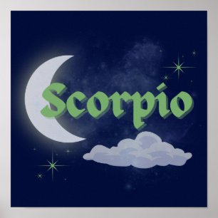 Scorpio Celestial Moon Cloud Stars Astrologie Kuns Poster