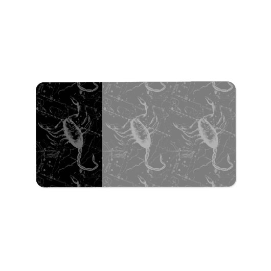 Scorpio Constellation Hevelius 1690 auf Schwarz Adressaufkleber (Vorne)