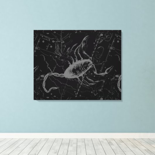 Scorpio Constellation Hevelius 1690 auf Schwarz Leinwanddruck (Insitu (Holzboden))
