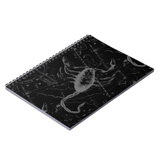 Scorpio Constellation Hevelius 1690 auf Schwarz Notizblock (Linke Seite)