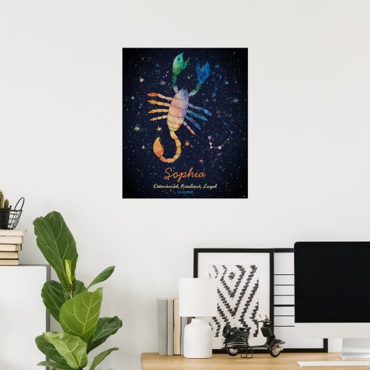 Scorpio Constellation Zodiac Aquarellgalaxie Poster (Heimbüro)