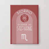 Scorpio Custom Birthday - Zodiac - Modernes Design Button (Vorderseite)