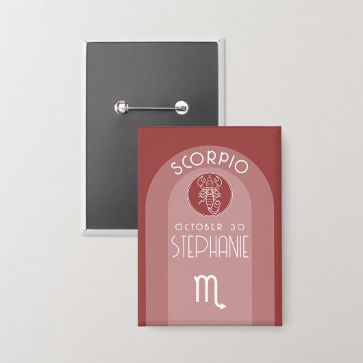 Scorpio Custom Birthday - Zodiac - Modernes Design Button (Vorderseite/Rückseite)