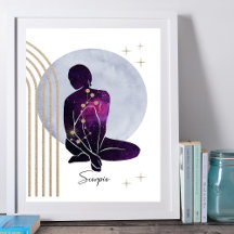 Scorpio Feminine Lila Gold Zodiac Design