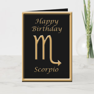 Scorpio Gold Symbol Black Birthday Grußkarte Karte