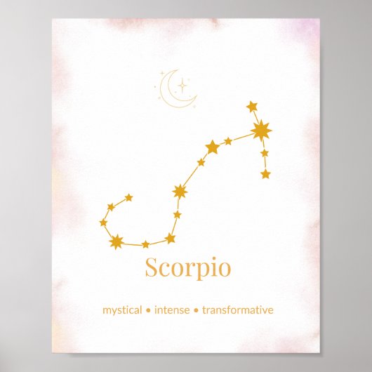 Scorpio Gold Zodiac Wall Art – Celestial Constella Poster (Vorne)