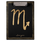 Scorpio Hammergoldstilisierte Astrologie-Symbol Klemmbrett (Vorderseite)