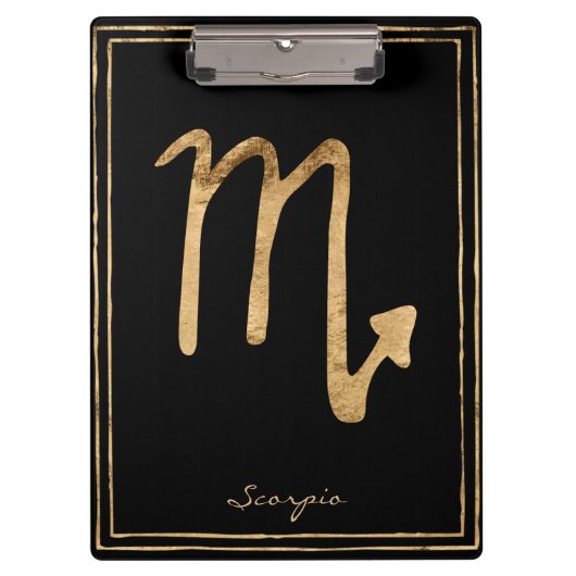 Scorpio Hammergoldstilisierte Astrologie-Symbol Klemmbrett (Vorderseite)