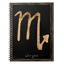 Scorpio Hammergoldstilisierte Astrologie-Symbol Notizblock