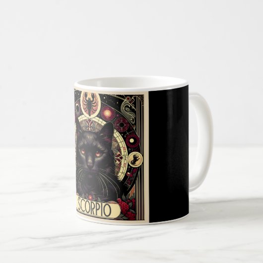 Scorpio Intense Cat Zodiac Kaffeetasse (VorderseiteRechts)
