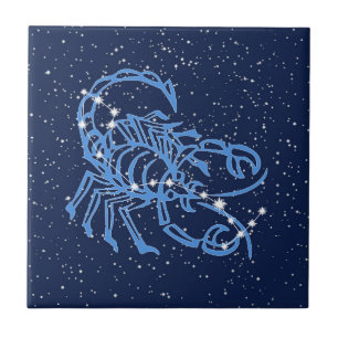 Scorpio Konstellation und Sonnensigne mit Sternen Fliese
