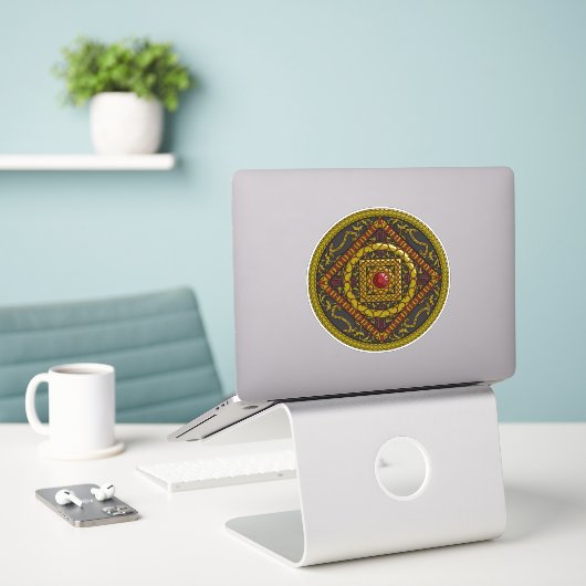 Scorpio Mandala Contour Sticker (Laptop auf Schreibtisch)