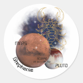 Scorpio Monogramm Zodiac Cosmic Planets Cool einzi Runder Aufkleber