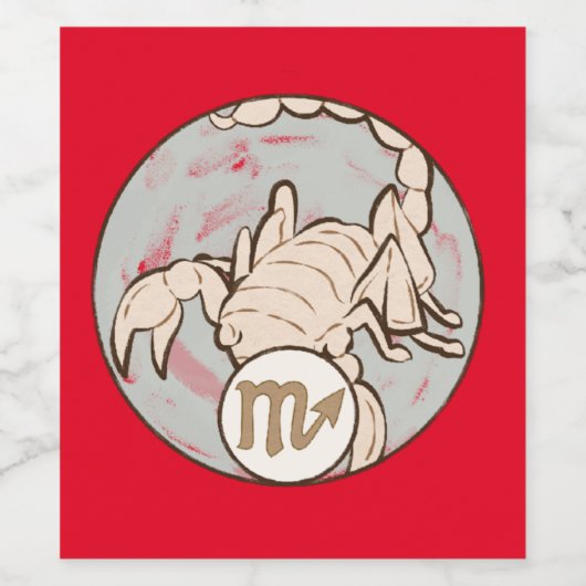 Scorpio Mucha Jugendstil Weinetikett (Einzelnes Label)