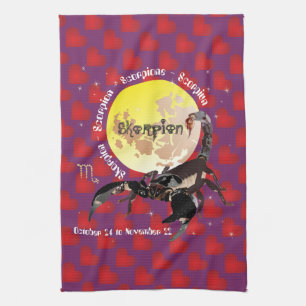 Scorpio October 24 to November 22 Kitchen Towel Geschirrtuch