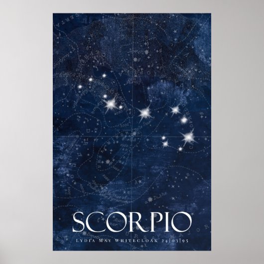Scorpio Poster mit Namen, Sternzeichen zodiac (Vorne)