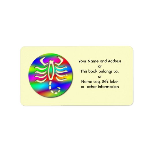 Scorpio Rainbow Zodiac Scorpion Name Tag Geschenk Adressaufkleber (Vorne)