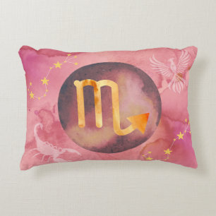 Scorpio Red Watercolor Astrologie Zodiac Zeichen Dekokissen