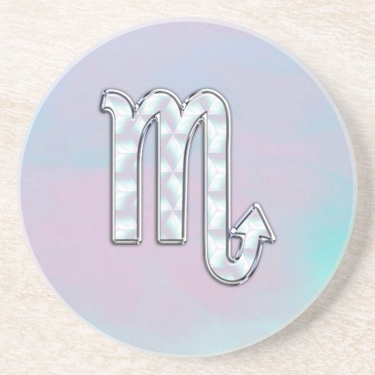 Scorpio Sign in Mother Pearl Style Sandstein Untersetzer (Vorne)