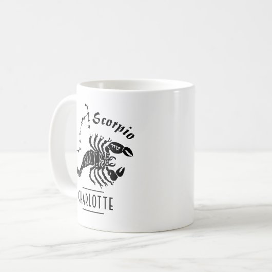 Scorpio Skorpion Konstellation mit Namen Geburtsta Kaffeetasse (Vorderseite Links)