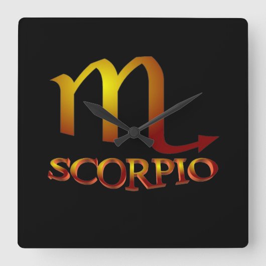 Scorpio Star Gold Quadratische Wanduhr (Vorderseite)