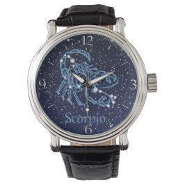 Scorpio-Sternbild und Zodiaka-Zeichen mit Sternen Armbanduhr