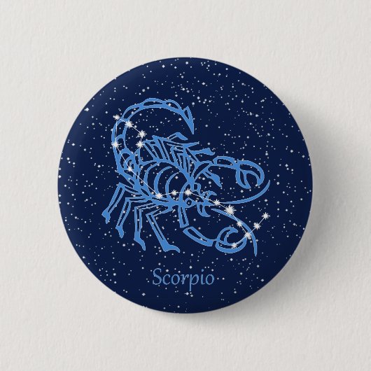 Scorpio-Sternbild und Zodiaka-Zeichen mit Sternen Button (Vorderseite)
