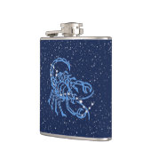 Scorpio-Sternbild und Zodiaka-Zeichen mit Sternen Flachmann (Links)