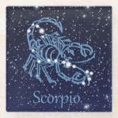 Scorpio-Sternbild und Zodiaka-Zeichen mit Sternen Glasuntersetzer (Vorderseite)
