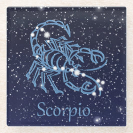 Scorpio-Sternbild und Zodiaka-Zeichen mit Sternen Glasuntersetzer