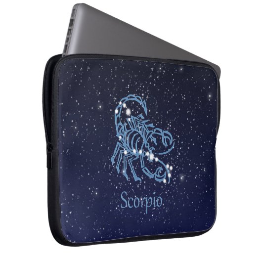 Scorpio-Sternbild und Zodiaka-Zeichen mit Sternen Laptopschutzhülle (Vorne Rechts)