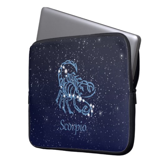 Scorpio-Sternbild und Zodiaka-Zeichen mit Sternen Laptopschutzhülle (Vorderseite Links)