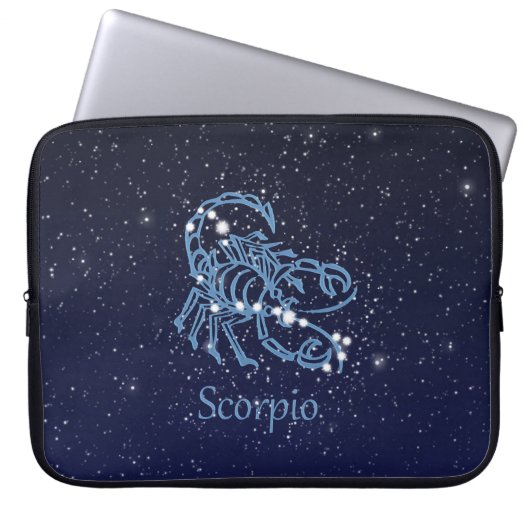 Scorpio-Sternbild und Zodiaka-Zeichen mit Sternen Laptopschutzhülle (Vorderseite)