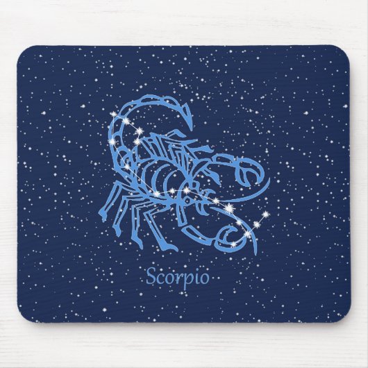 Scorpio-Sternbild und Zodiaka-Zeichen mit Sternen Mousepad (Vorne)