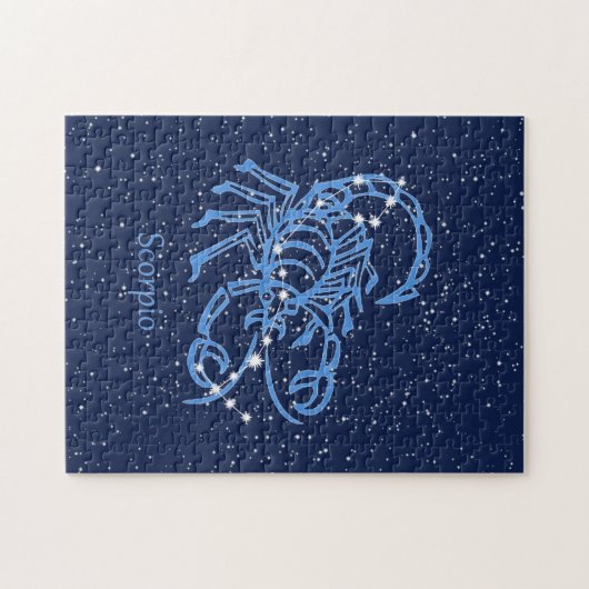 Scorpio-Sternbild und Zodiaka-Zeichen mit Sternen Puzzle (Horizontal)
